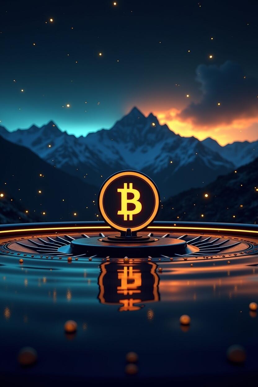 Frau spielt an einem Bitcoin Spielautomaten mit leuchtenden Symbolen im Online-Casino.