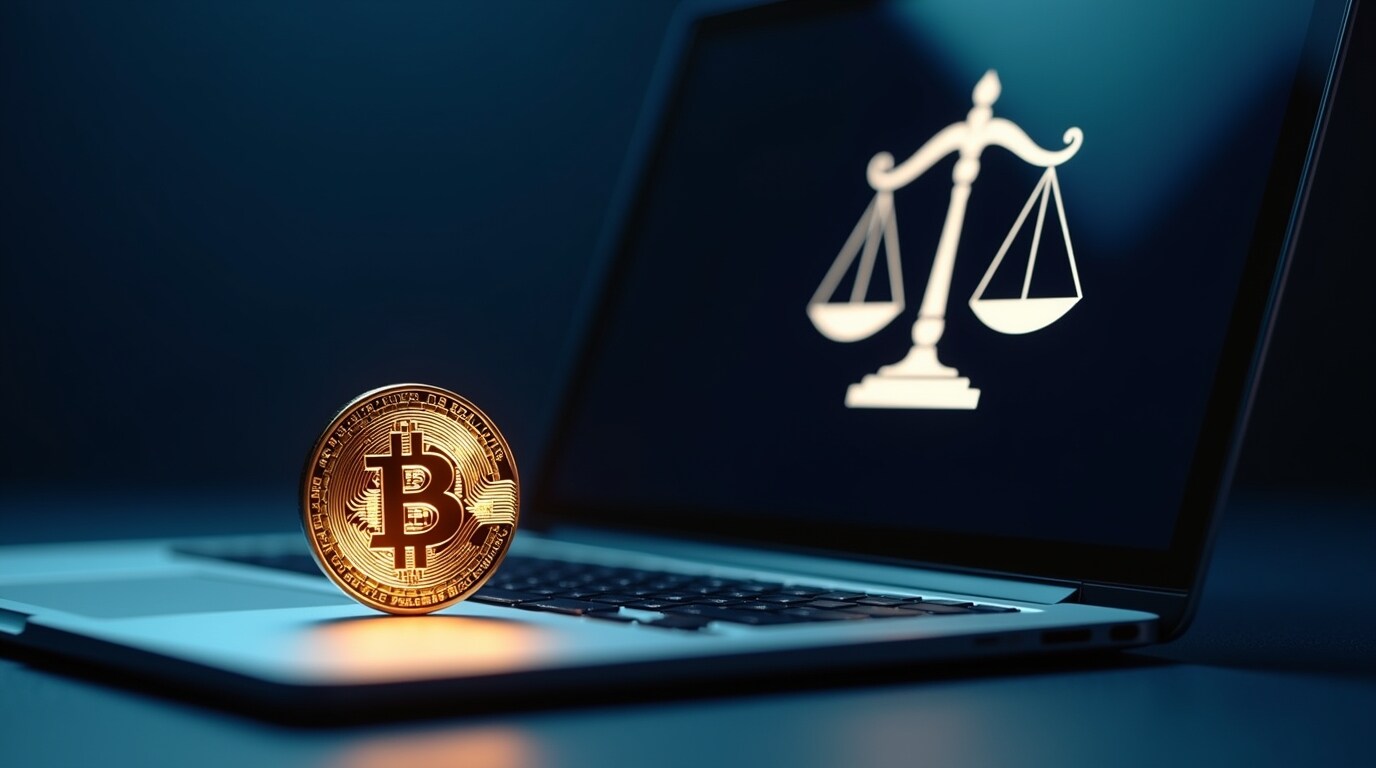 Frau spielt an einem Bitcoin Spielautomaten mit leuchtenden Symbolen im Online-Casino.